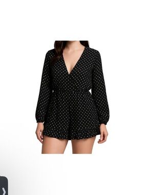 NWT Lumière Black and White Polka Dot Romper Oversized Size Medium